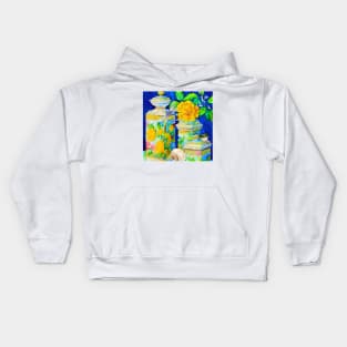 Chinoiserie jars, frog and a dragonfly watercolor Kids Hoodie